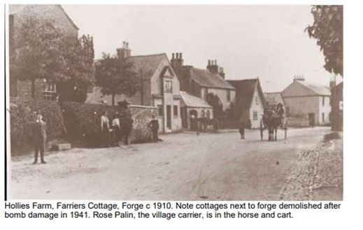 Main St. 1920—note the removal of the hedge to start construction of the village hall